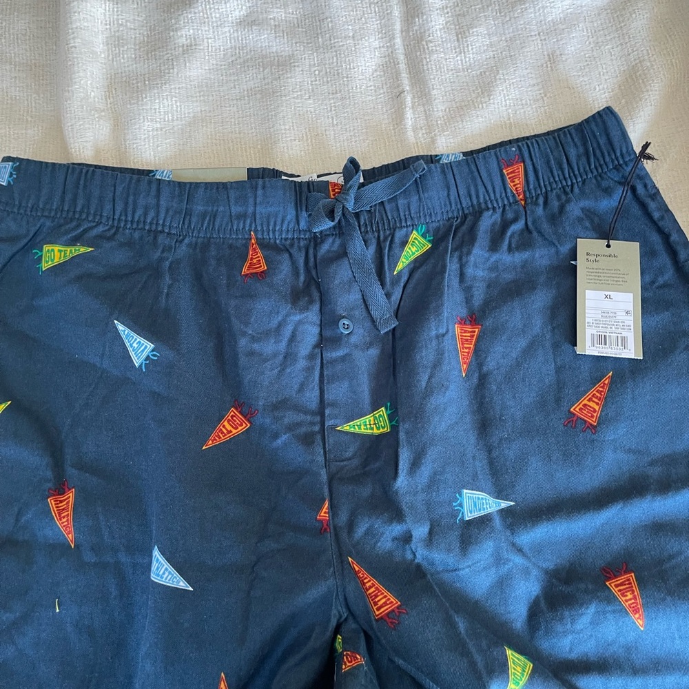 Goodfellow & Co Mens XL40/42 Pajama Bottom Sleep Lounge Pants Sports Pennants - Picture 3 of 6